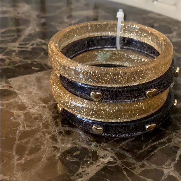 NWT INC. All 4 gold tone heart & glitter bracelets - Picture 2 of 2